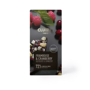 Tablette Framboise & Cranberry 72% chocolat noir Cluizel 100 g