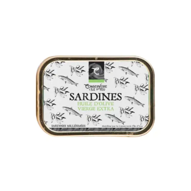 Sardines Millésimées Huile olive extra vierge conserverie Ile d'Yeu 115g