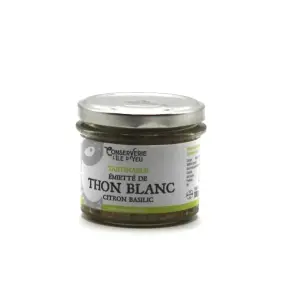 Tartinable émietté de thon blanc citron basilic conserverie de l'ile Yeu 100 gr Tartinable émietté de thon blanc citron basilic conserverie de l'ile Yeu 100 gr