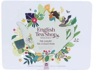 Luxury metal box of organic teas and infusions English tea shop 36 bags