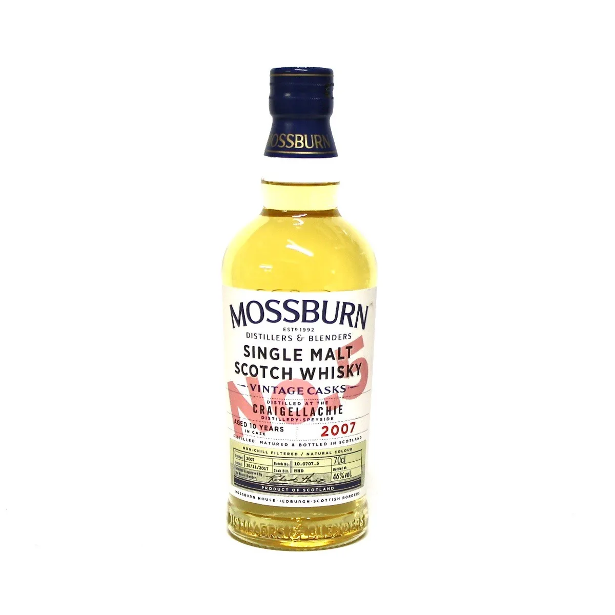 whisky mossburn craigellachie n°5 single malt speyside 2007 70cl 46°