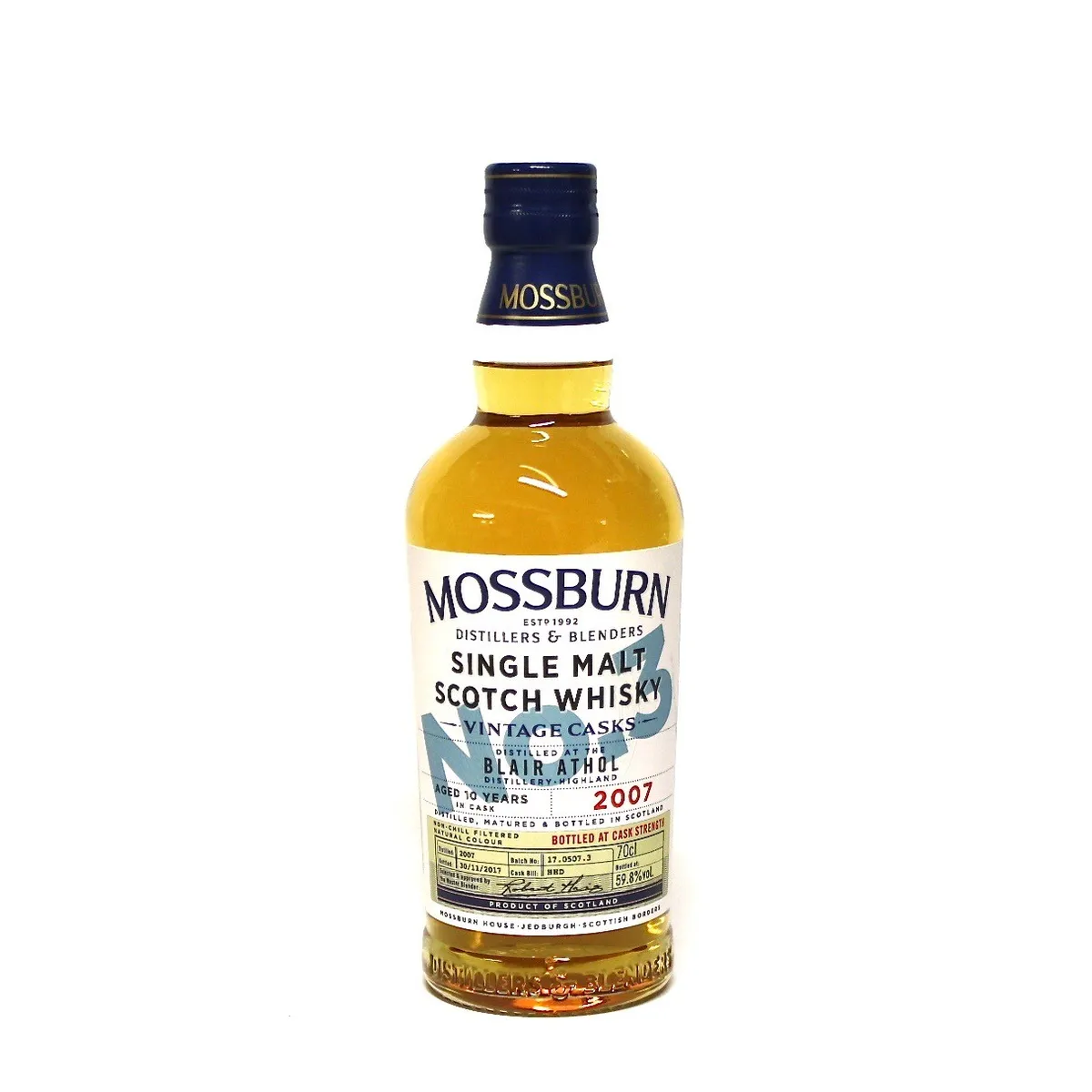 whisky mossburn blair athol  n°3 single malt highland 2007 70cl 59.8°