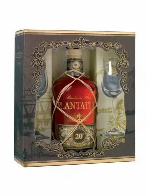 rum plantation barbades 20th anniversary box 2 glasses 40 ° 70cl